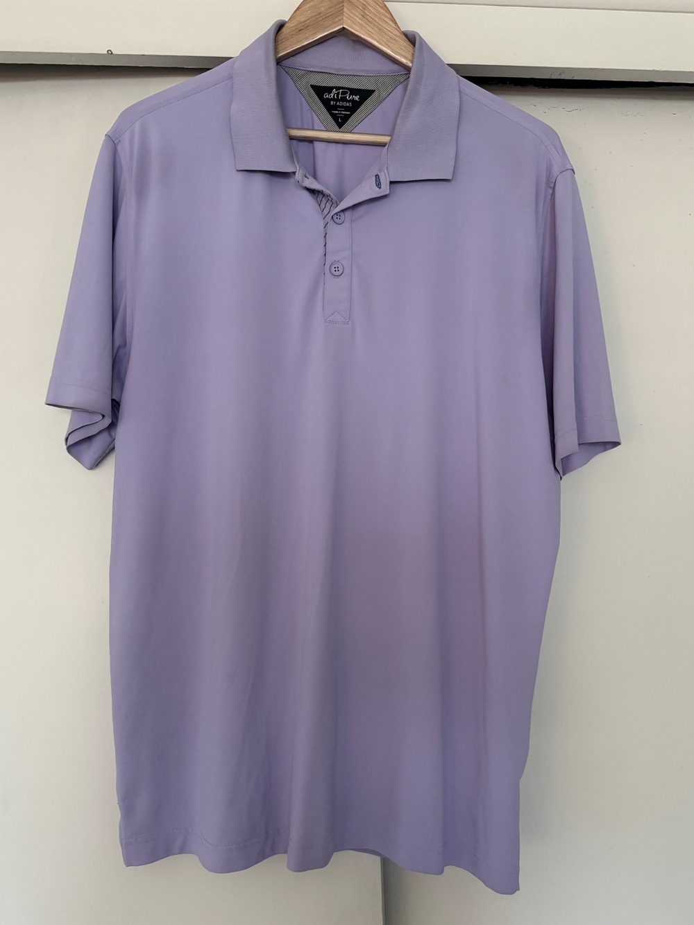ADIPURE BY ADIDAS MEN’S POLO SIZE LARGE IN LAVENDER